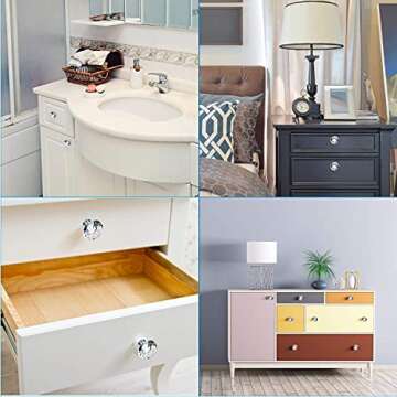 POZEAN 30 Pack Cabinet Knobs, 1.57inch 40mm Crystal Knobs for Dresser, Drawer, Cabinet with Two Different Sizes Screws, Perfect Decor for Your Home, Living-Room, Kitchen, Bathroom, Office and More