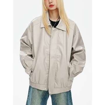 Stylish Oversized Faux Leather Bomber Jacket for Women
