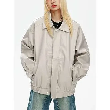 Stylish Oversized Faux Leather Bomber Jacket for Women