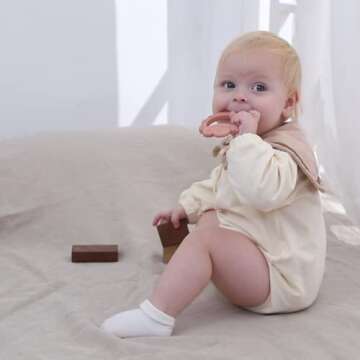 Moonkie Teething Toy, Safe & Easy to Hold BPA Free Silicone Baby Soothing Teethers, Prevent Finger Sucking Teether Toys Best for Babies 0-6 6-12 Months (Sheep Shifting Sand)