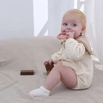 Moonkie Teething Toy, Safe & Easy to Hold BPA Free Silicone Baby Soothing Teethers, Prevent Finger Sucking Teether Toys Best for Babies 0-6 6-12 Months (Sheep Shifting Sand)