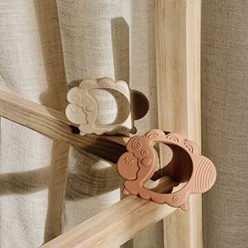 Moonkie Teething Toy, Safe & Easy to Hold BPA Free Silicone Baby Soothing Teethers, Prevent Finger Sucking Teether Toys Best for Babies 0-6 6-12 Months (Sheep Shifting Sand)