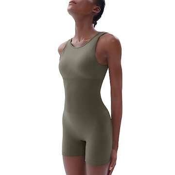 PUMIEY Women's Jumpsuits Tummy Control Seamless Workout Unitard Rompers Padded Power Collection