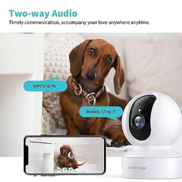Pet Camera, 2K HD Dog Camera with Phone APP, 360° Pan/Tilt View Puppy Cam, One Click Call for Baby ...