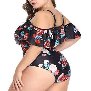 Daci Women's One Piece Plus Size Swimwear Lace Up Plunging Neckline Bathing Suits 2X