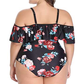 Daci Women's One Piece Plus Size Swimwear Lace Up Plunging Neckline Bathing Suits 2X