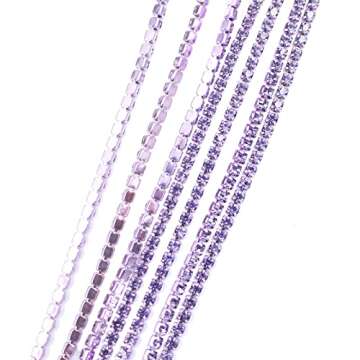 PEARLY JUN 10 Yards Purple Rhinestone Chain Violet Rhinestone Trim Crystal Artificial Stone Trim Cup Chain SS6 2mm Color Plated Cup Stitch Costume Decoration