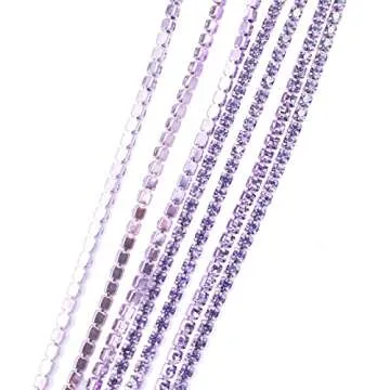 PEARLY JUN 10 Yards Purple Rhinestone Chain Violet Rhinestone Trim Crystal Artificial Stone Trim Cup Chain SS6 2mm Color Plated Cup Stitch Costume Decoration