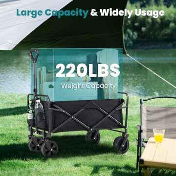 Sweetcrispy Collapsible Foldable Wagon Cart for Outdoor