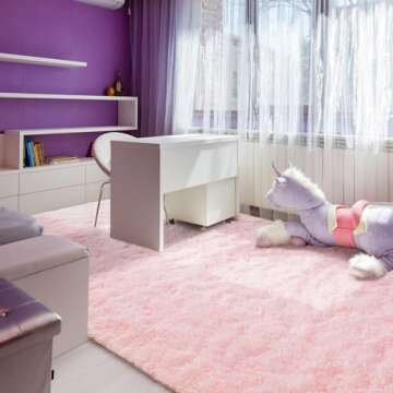 Andecor Soft Fluffy Bedroom Rugs, 5 x 8 Feet Indoor Shaggy Plush Area Rug for Boys Girls Kids Baby C...