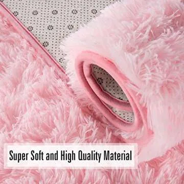 Andecor Soft Fluffy Bedroom Rugs, 5 x 8 Feet Indoor Shaggy Plush Area Rug for Boys Girls Kids Baby College Dorm Living Room Home Decor Floor Carpet, Pink
