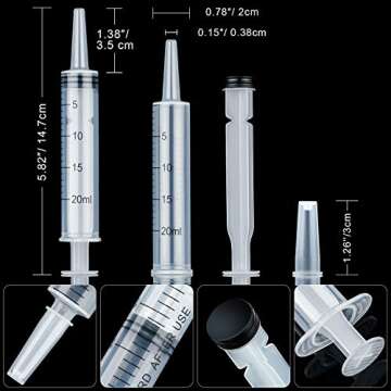 20 Packs 20ml/cc Plastic Syringes Liquid Measuring Syringe with Measurement Needleless Sterile and I...
