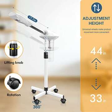 Kingsteam Professional Facial Steamer, Nano Ionic Face Steamer with Stronger Warm Mist Use for Facial Care, Facial Moisturizing for Home or Salon Use