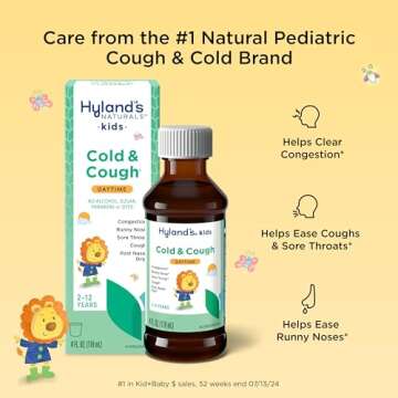 Hyland's Kids Cold and Cough, Daytime Cough Syrup Medicine for Kids Ages 2 and up, Decongestant, Sor...