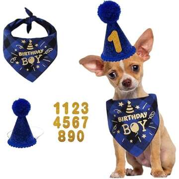 Stylish Dog Birthday Party Set with Bandana & Hat