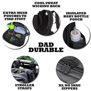 ActiveDoodie Dad Diaper Bag Backpack, Tactical Adventure Gear for Dads, Changing Pad, Stroller Straps, Insulated Bottle Holder, Diaper Bag for Dad, Military Style (Diaper Sniper Velcro Patches, Large)
