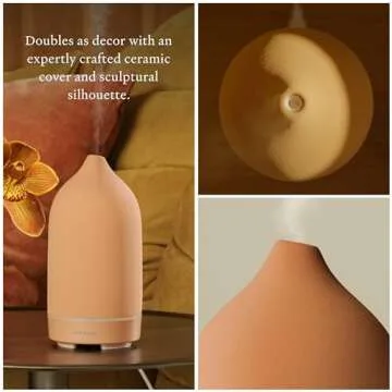 Vitruvi Stone Diffuser, Ceramic Ultrasonic Essential Oil Diffuser for Aromatherapy | Ceramic Diffuser, Diffusers for Home, Oil Diffuser | Terracotta, 90ml Capacity