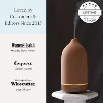 Vitruvi Stone Diffuser, Ceramic Ultrasonic Essential Oil Diffuser for Aromatherapy | Ceramic Diffuser, Diffusers for Home, Oil Diffuser | Terracotta, 90ml Capacity