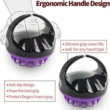 Vebiys Hair Scalp Massager Shampoo Brush - Scalp Brush For Hair Washing - Upgraded Head scrubber, Soft Silicone Bristles For Exfoliating And Remove Dandruff, Improve Hair Growth (Black/Purple)