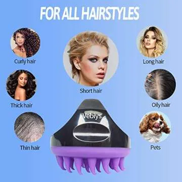 Vebiys Hair Scalp Massager Shampoo Brush - Scalp Brush For Hair Washing - Upgraded Head scrubber, Soft Silicone Bristles For Exfoliating And Remove Dandruff, Improve Hair Growth (Black/Purple)