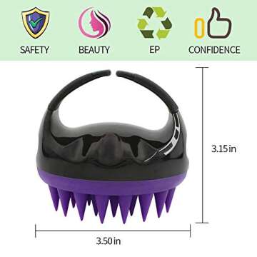 Vebiys Hair Scalp Massager Shampoo Brush - Scalp Brush For Hair Washing - Upgraded Head scrubber, Soft Silicone Bristles For Exfoliating And Remove Dandruff, Improve Hair Growth (Black/Purple)