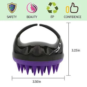 Vebiys Hair Scalp Massager Shampoo Brush - Scalp Brush For Hair Washing - Upgraded Head scrubber, Soft Silicone Bristles For Exfoliating And Remove Dandruff, Improve Hair Growth (Black/Purple)