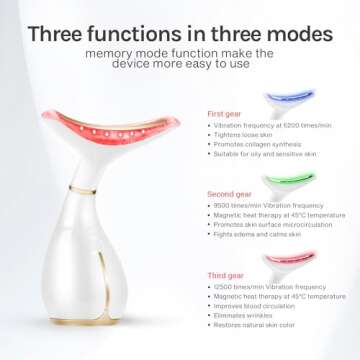 Ms.W Red Light Face Massager Tool, Facial Massager for Skin Care with LED, Heated, and Vibration,Tig...