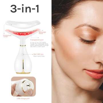 Ms.W Red Light Face Massager Tool, Facial Massager for Skin Care with LED, Heated, and Vibration,Tightenings and Rejuvenation for Face and Neck