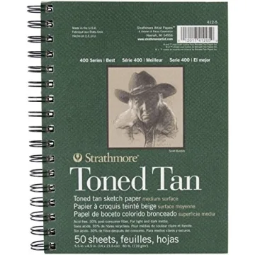 Strathmore 400 Series Sketch Pad, Toned Tan, 5.5x8.5 inch, 50 Sheets - Artist Sketchbook for Drawing...