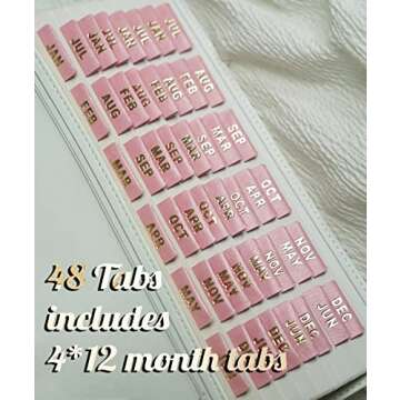 UPAFEXXI Leather Monthly Tabs - 48 Premium Planner Stickers