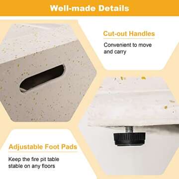 Tangkula 50,000 BTU Outdoor Fire Pit Table, 42" Rectangle Terrazzo Propane Gas Fire Table with Auto-Ignition, Stainless Steel Burner, Lava Rocks & Rain Cover for Patio Backyard Poolside, CSA Certified