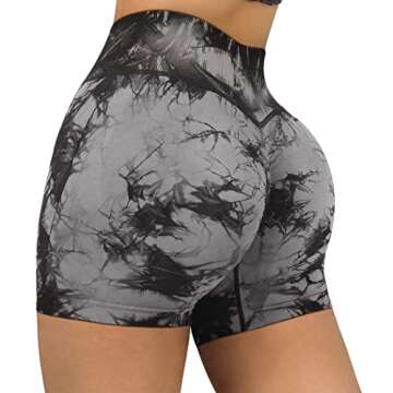 SUUKSESS Women Seamless Booty Shorts Scrunch Butt Lifting High Waisted Workout Shorts (3" Black Tie ...