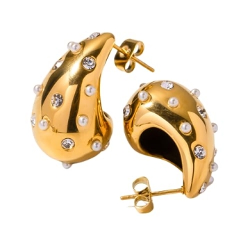 Elegant Gold Plump Waterdrop Earrings - Stylish and Durable