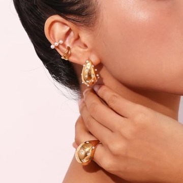 Gold Plump Waterdrop Titanium Steel Earrings for Women