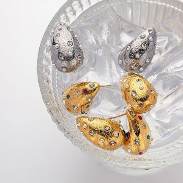 Gold Plump Waterdrop Titanium Steel Earrings for Women