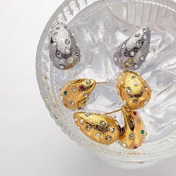 Gold Plump Waterdrop Titanium Steel Earrings for Women