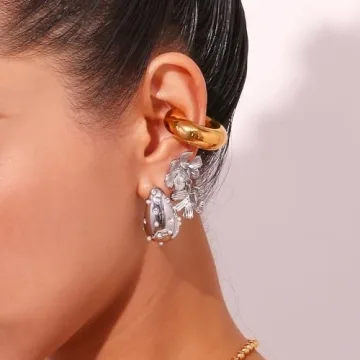 Gold Plump Waterdrop Titanium Steel Earrings for Women