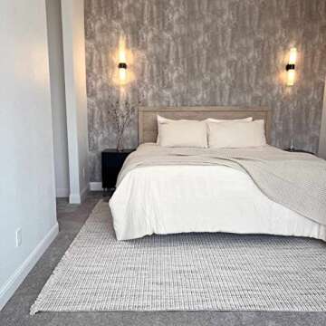 BoutiqueRugs Gowan Modern Solid Colour Large Area Rug - Minimalist Contemporary Carpet for Living Room, Bedroom - Cream, Beige, Gray - 7'9" x 10' (8x10)