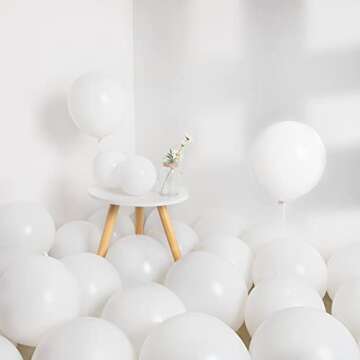 MOMOHOO White Balloons Different Sizes - 100Pcs 5/10/12/18 Inch Birthday Party Balloons, Pearl White Latex Balloons, Matte White Balloons Garland Kit, Pastel White Wedding Ballons Anniversary Balloons