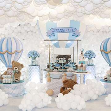 MOMOHOO White Balloons Different Sizes - 100Pcs 5/10/12/18 Inch Birthday Party Balloons, Pearl White Latex Balloons, Matte White Balloons Garland Kit, Pastel White Wedding Ballons Anniversary Balloons