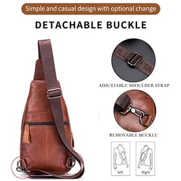 BULLCAPTAIN Leather Sling Bag for Hiking & Travel