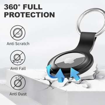 【2 Pack】 Linsaner Compatible with AirTag Case Keychain Air Tag Holder Silicone AirTags Key Ring ...