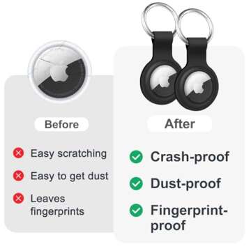 【2 Pack】 Linsaner Compatible with AirTag Case Keychain Air Tag Holder Silicone AirTags Key Ring Cases Tags Chain Apple AirTag GPS Item Finders Accessories，Black+Black