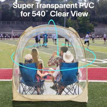 EighteenTek Pod All Weather Sports Tent with Sealed Floor - Instant Tent Shelter - Outdoor Bubble Tent 1-6 Person - Rain Tent Camping Sun Shelter Pop Up - Clear, Patent Pending Protected Design