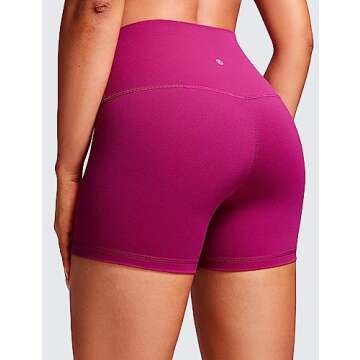 CRZ YOGA Womens Butterluxe Biker Shorts 4'' - High Waisted Booty Workout Volleyball Yoga Spandex Magenta Purple Small