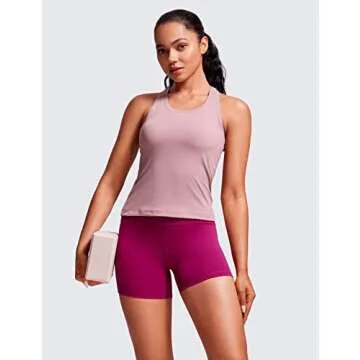 CRZ YOGA Womens Butterluxe Biker Shorts 4'' - High Waisted Booty Workout Volleyball Yoga Spandex Magenta Purple Small