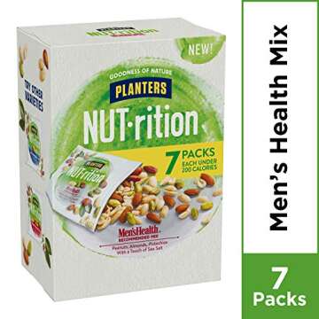 Planters NUT-RITION MEN'S HEALTH Recommended Nut Mix with Peanuts, Almonds, Pistachios Sea Salt, 7 ct of 1.25 oz Packs