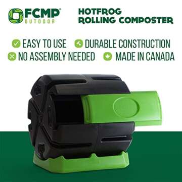 FCMP Outdoor HOTFROG 37-Gallon Tumbling Composter for Gardens