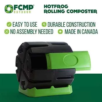 FCMP Outdoor HOTFROG 37-Gallon Tumbling Composter for Gardens