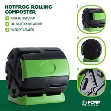 FCMP Outdoor HOTFROG 37-Gallon Tumbling Composter for Gardens